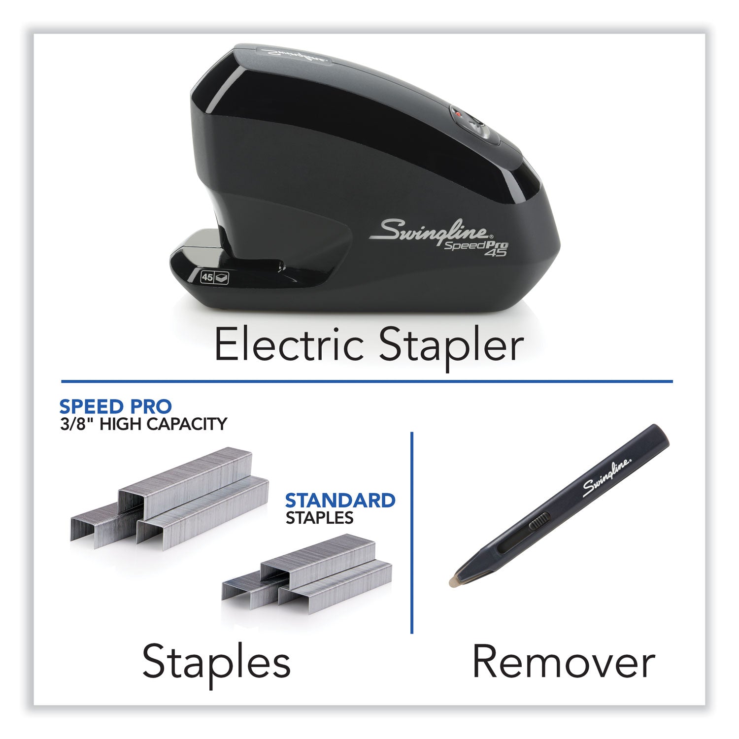 Swingline Speed Pro 45 Electric Staplers Value Pack , 45-Sheet Capacity, Black (42141)