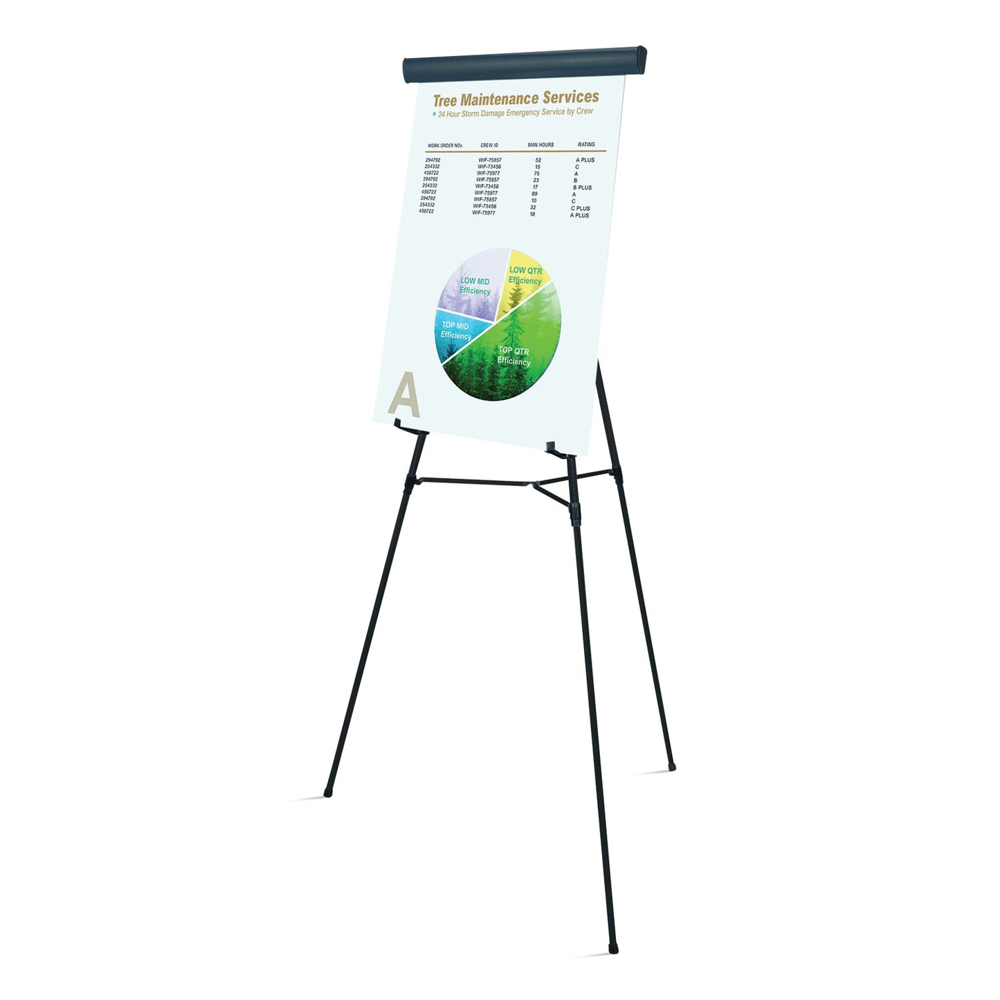 MasterVision Telescoping Tripod Display Easel, Adjusts 35" to 64" High, Metal, Black (FLX09101MV)