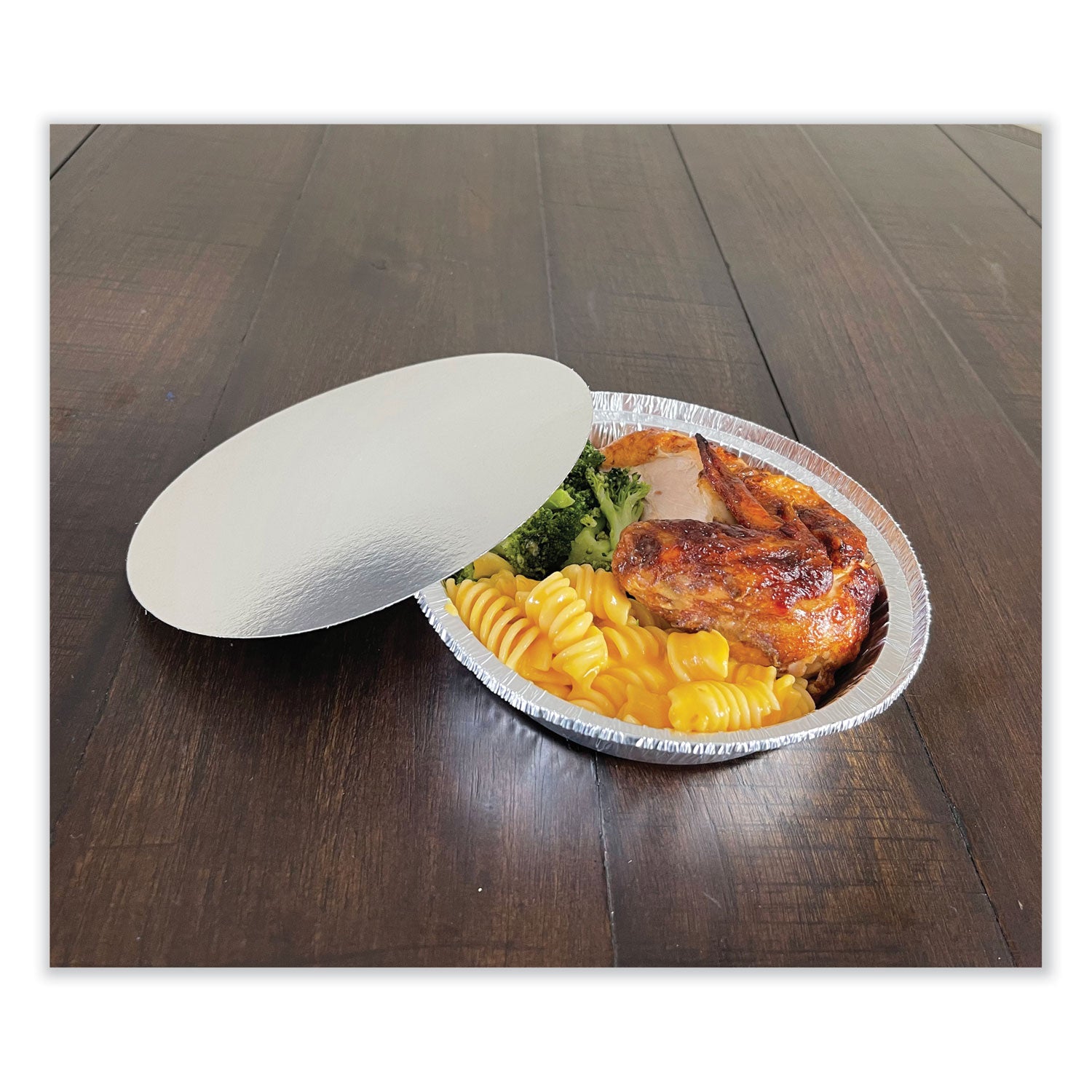 Boardwalk Round Aluminum To-Go Container Lids, Flat Lid, 7", Silver, Paper, 500/Carton (ROUND7FLID)