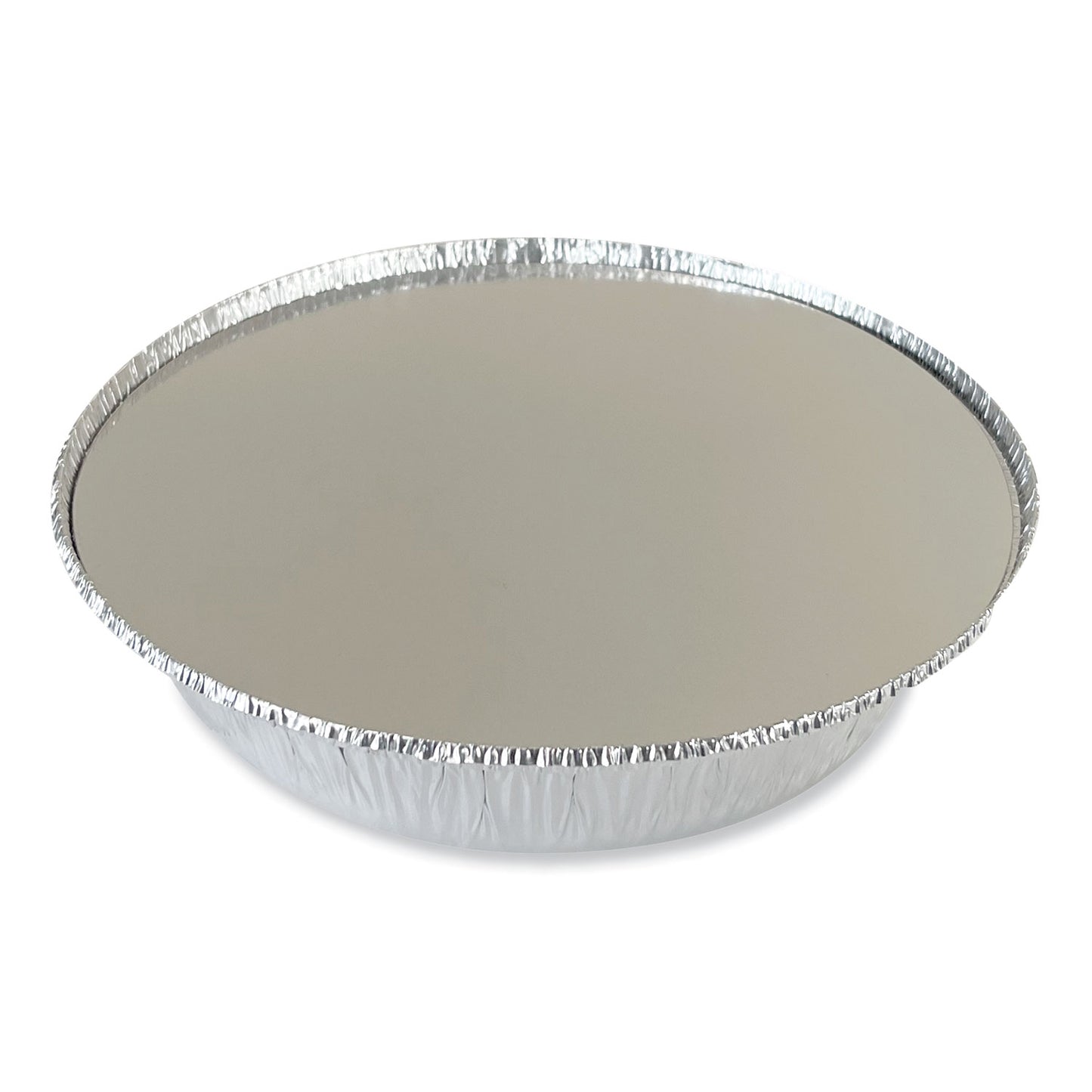 Boardwalk Round Aluminum To-Go Containers with Lid, 48 oz, 9" Diameter x 1.66"h, Silver, 200/Carton (ROUND9COMBO)