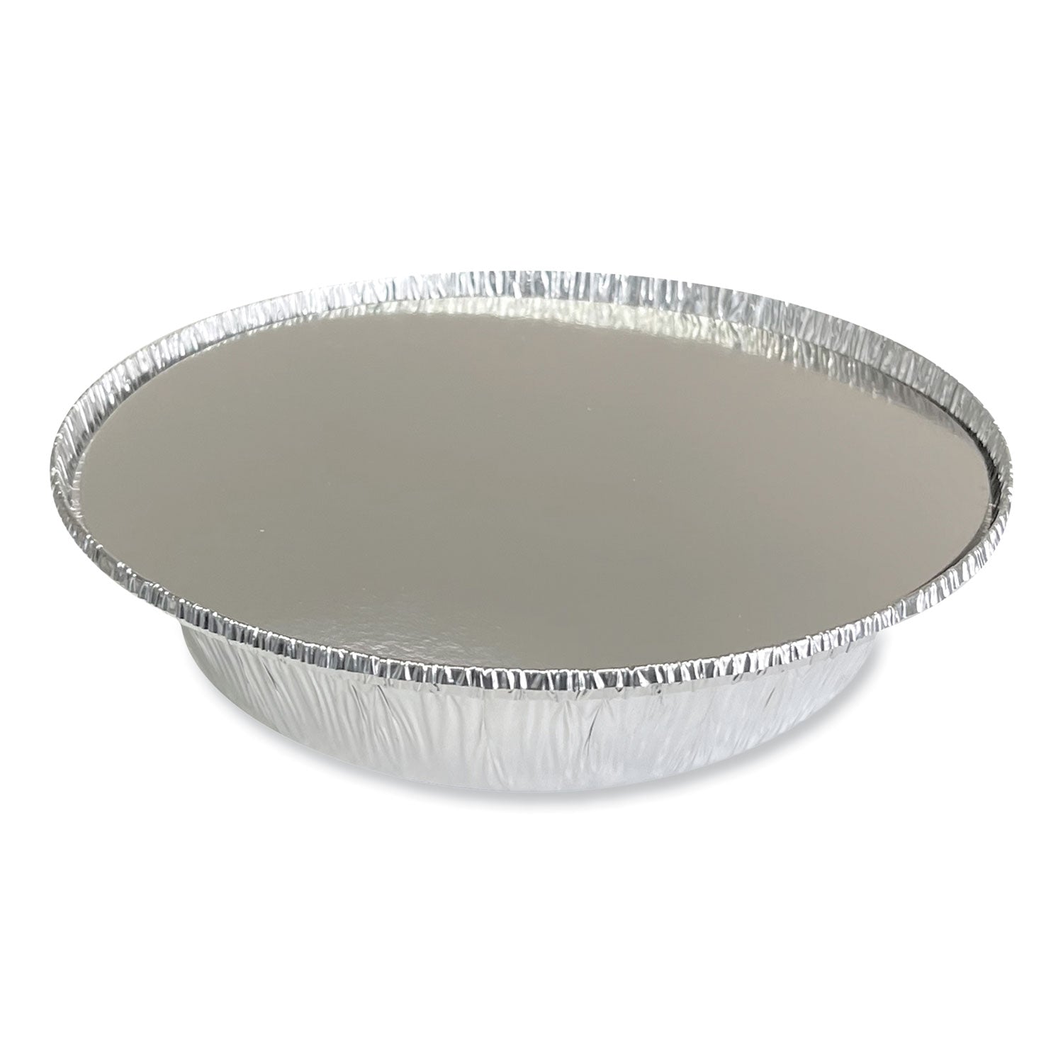 Boardwalk Round Aluminum To-Go Containers with Lid, 24 oz, 7" Diameter x 1.47"h, Silver 200/Carton (ROUND7COMBO)