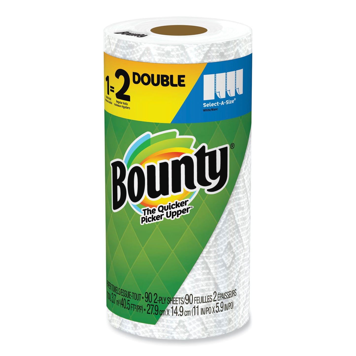 Bounty Select-a-Size Kitchen Roll Paper Towels, 2-Ply, 5.9 x 11, White, 90 Sheets/Double Roll, 24 Rolls/Carton (05815)