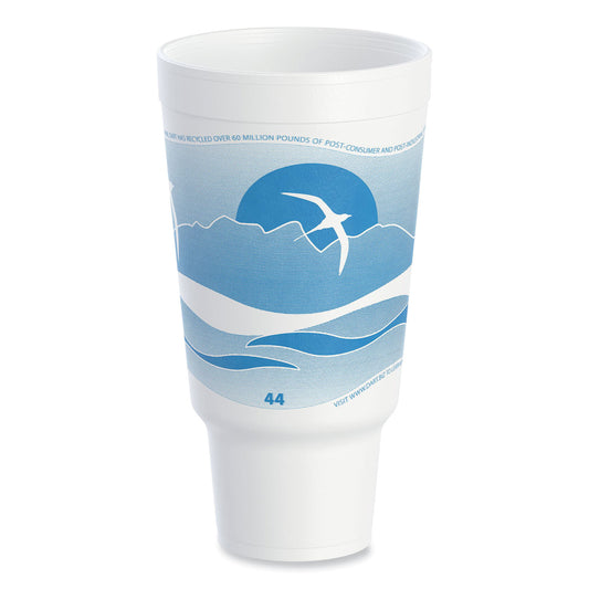 Dart Horizon Hot/Cold Foam Drinking Cups, 44 oz, Ocean Blue/White, 15/Bag, 20 Bags/Carton (44AJ32H)