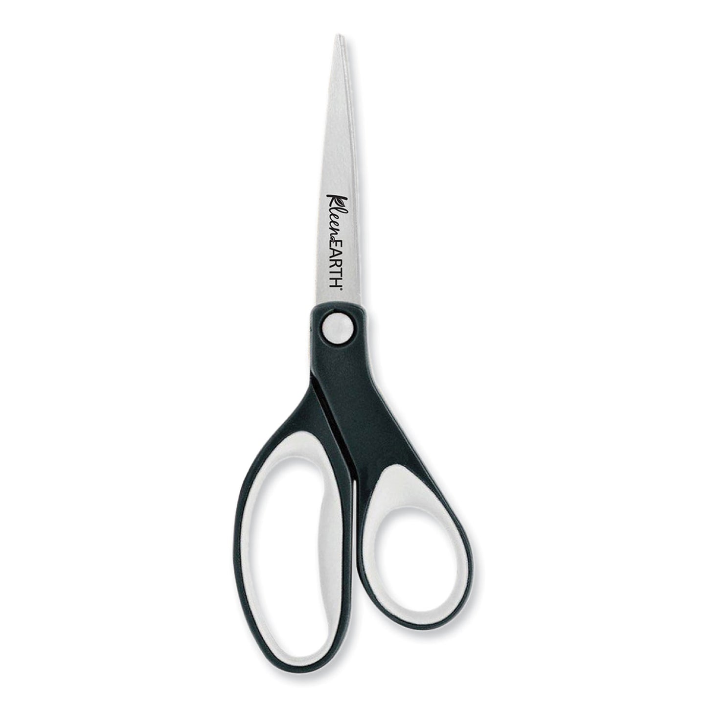 Westcott KleenEarth Soft Handle Scissors, 8" Long, 3.25" Cut Length, Straight Black/Gray Handle (15588)