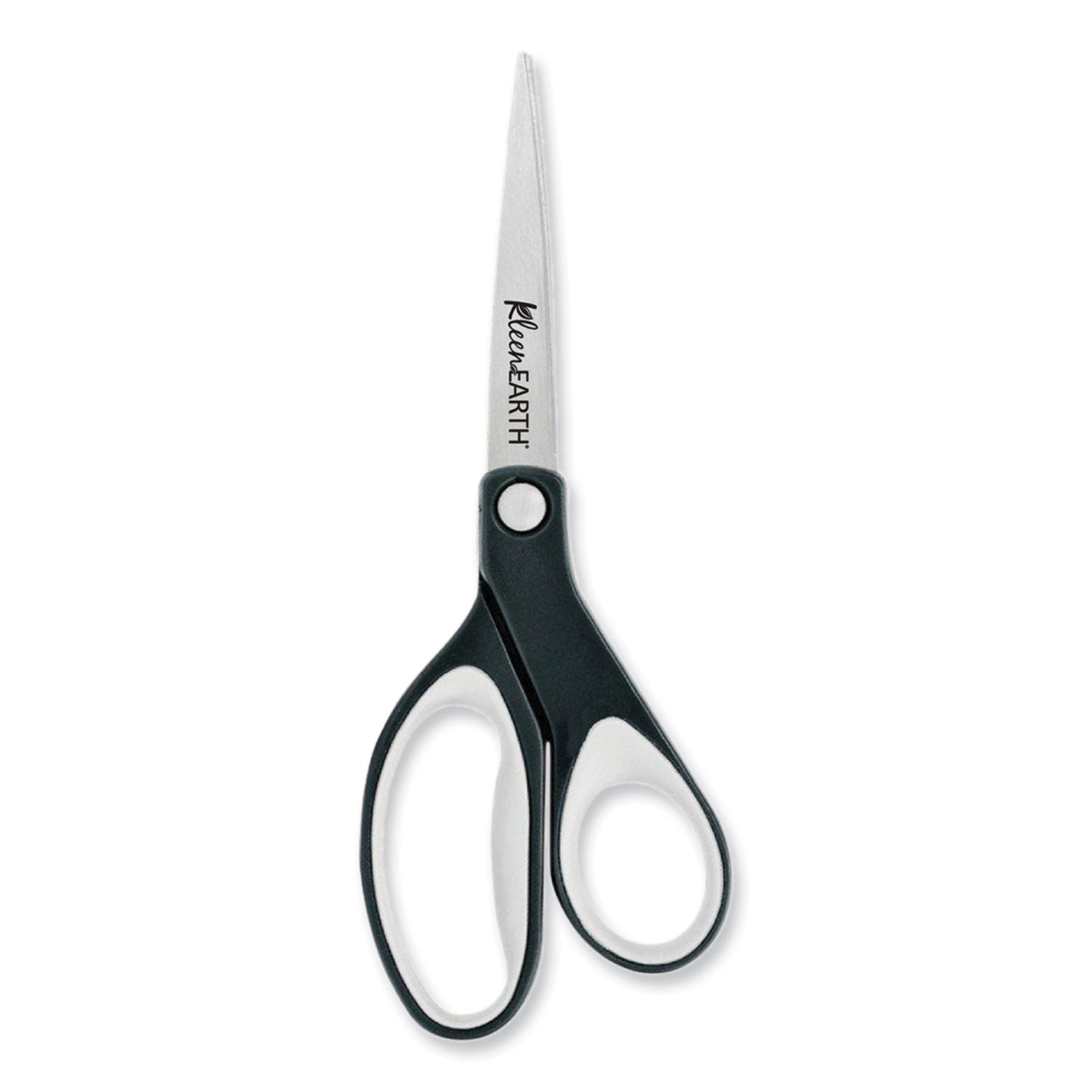 Westcott KleenEarth Soft Handle Scissors, 8" Long, 3.25" Cut Length, Straight Black/Gray Handle (15588)