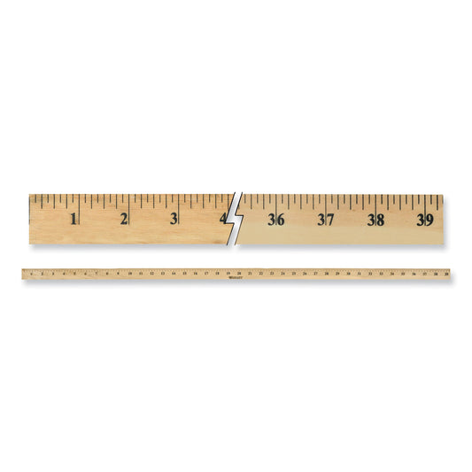 Westcott Wooden Meter Stick, Standard/Metric, 39.5", Clear Lacquer Finish, 12/Box (10431)