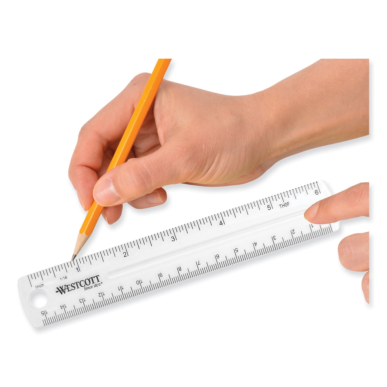 Westcott Clear Flexible Acrylic Ruler, Standard/Metric, 6" (15 cm) Long, Clear, 12/Box (17723)