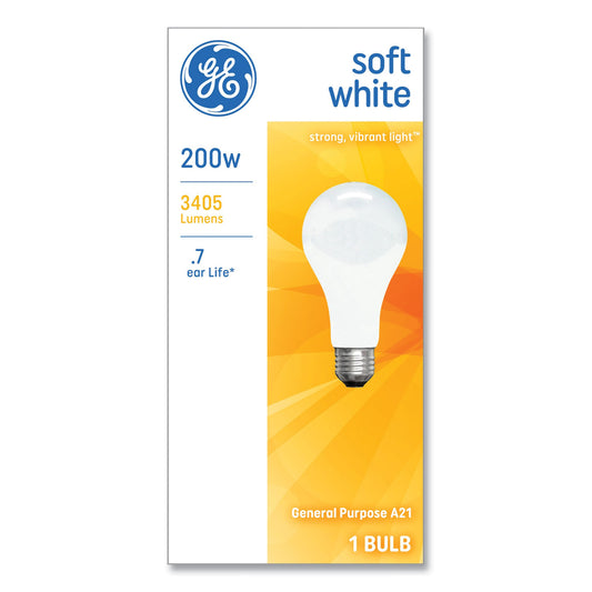 GE Incandescent Basic Bulb, A21, 200 W, Soft White (11585)