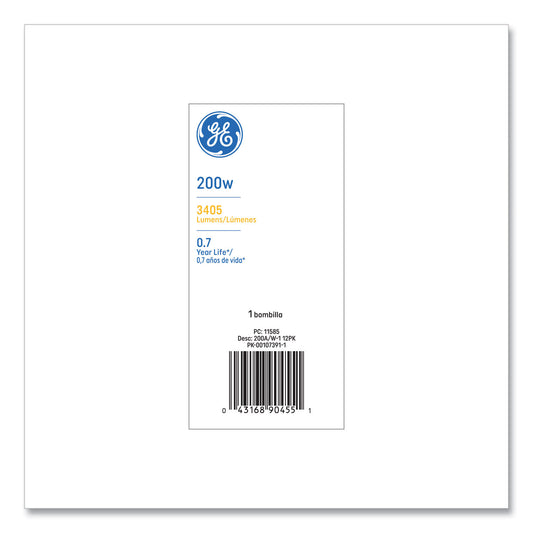 GE Incandescent Basic Bulb, A21, 200 W, Soft White (11585)