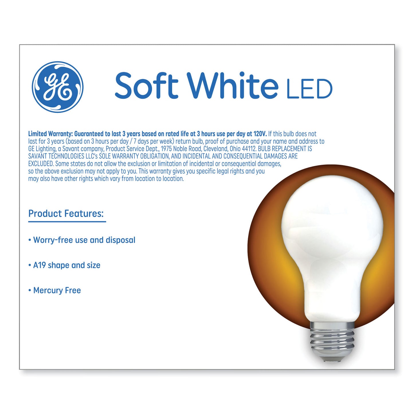 GE Classic LED Soft White Non-Dim A19 Light Bulb, 9 W, 2/Pack (93109032)