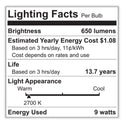 GE Classic LED Non-Dim A19 Light Bulb, 9 W, Daylight, 2/Pack (93109035)