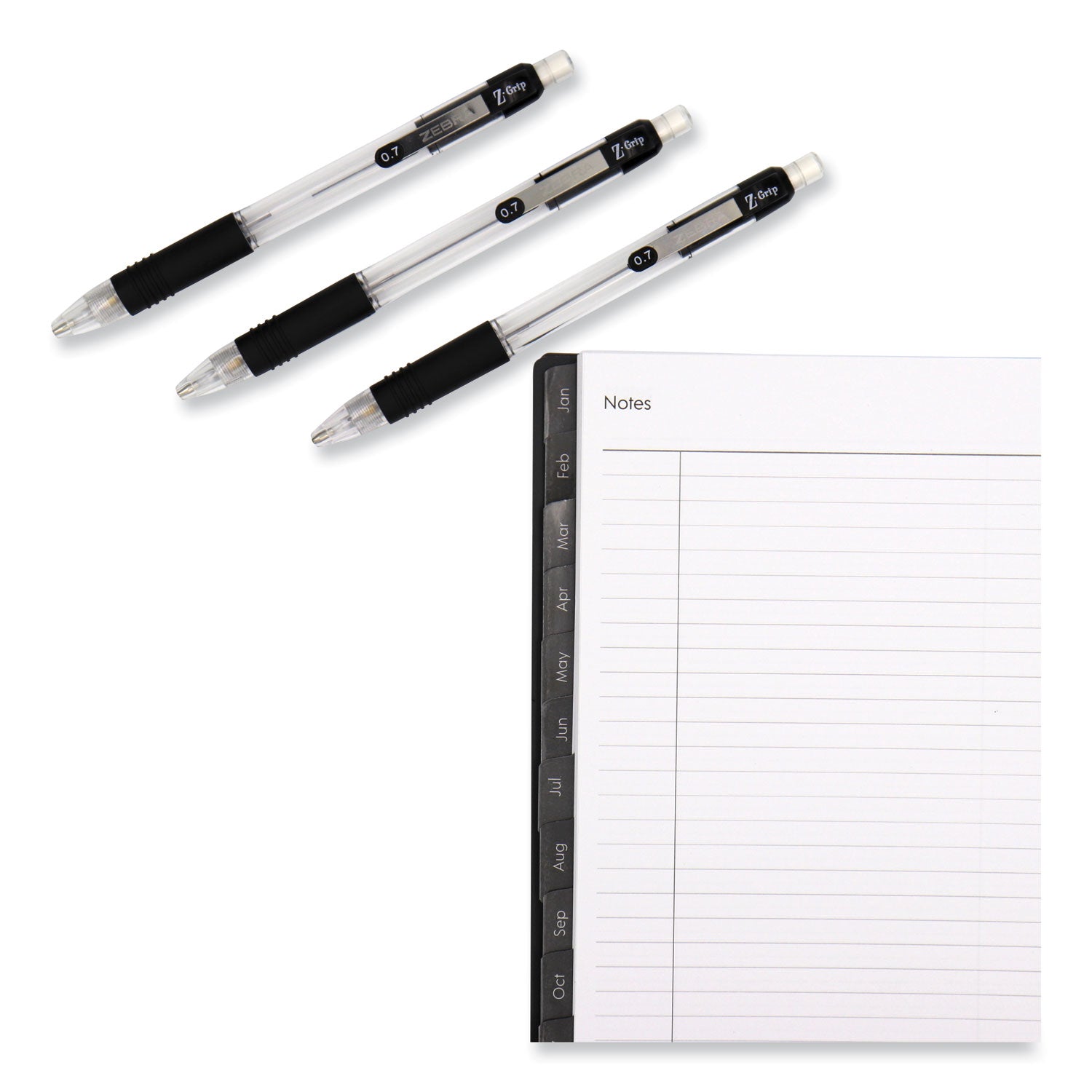 Zebra Z-Grip Mechanical Pencil, 0.5 mm, HB (#2), Black Lead, Clear/Black Barrel, Dozen (52310)