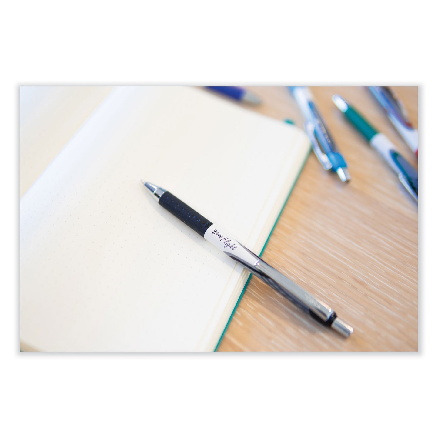 Zebra Z-Grip Flight Ballpoint Pen, Retractable, Bold 1.2 mm, Black Ink, Black/Gray/White Barrel, 12/Pack (21910)