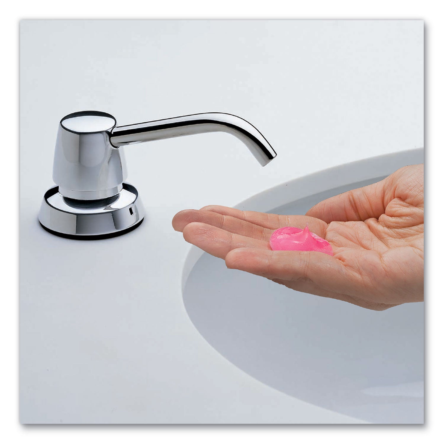 Bobrick Contura Lavatory-Mounted Soap Dispenser, 34 oz, 3.31 x 4 x 17.63, Chrome/Stainless Steel (822)