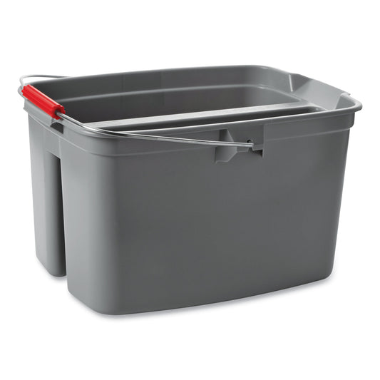 Rubbermaid Commercial Double Utility Pail, 17 qt, Plastic, Gray (2617GRA)