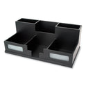 Victor Midnight Black Desk Organizer with Smartphone Holder, 6 Compartments, Wood, 10.5 x 5.5 x 4 (95255)