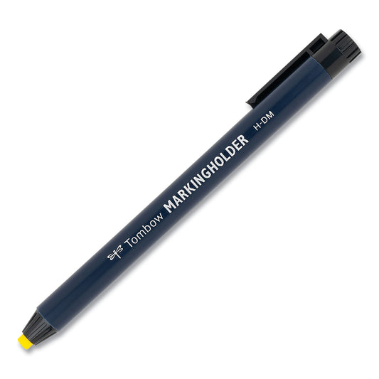 Tombow Wax-Based Marking Pencil, 4.4 mm, Yellow Wax, Navy Blue Barrel, 10/Box (51534)