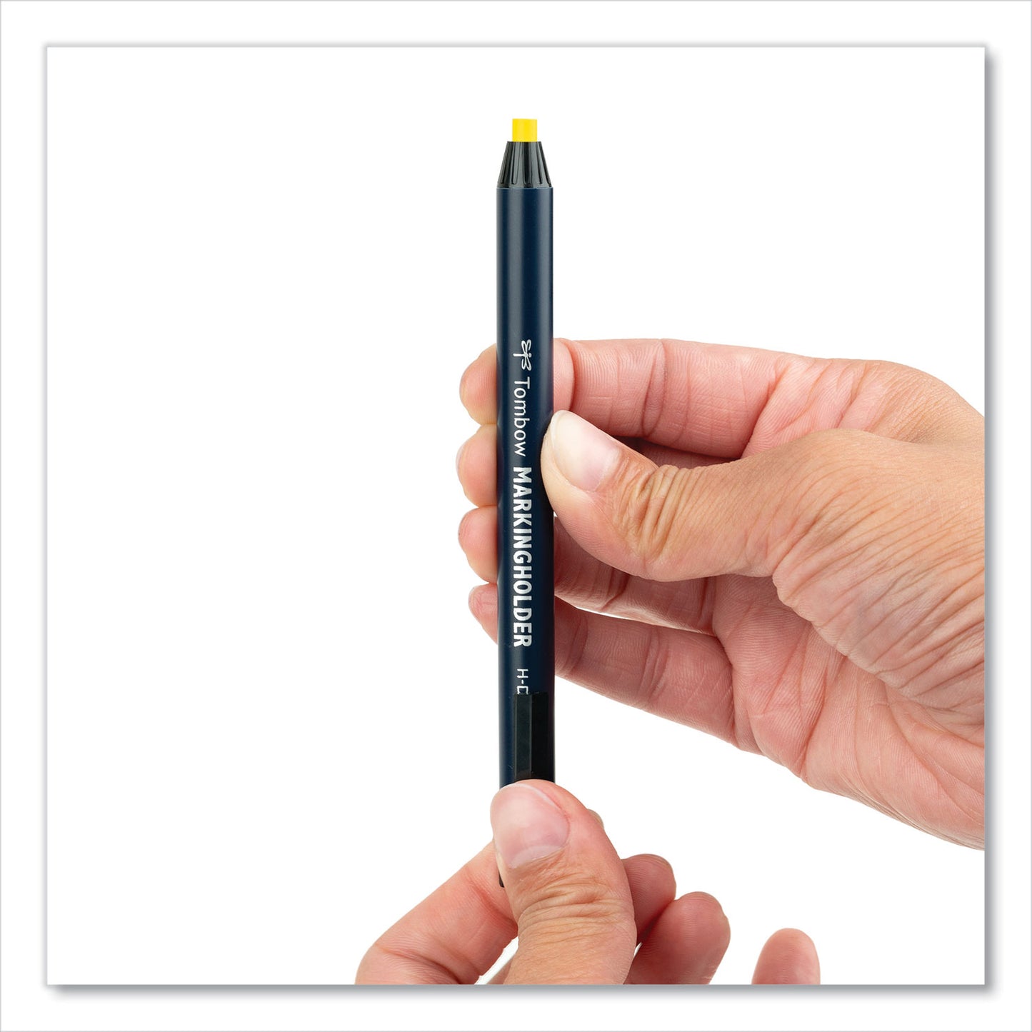 Tombow Wax-Based Marking Pencil, 4.4 mm, Yellow Wax, Navy Blue Barrel, 10/Box (51534)