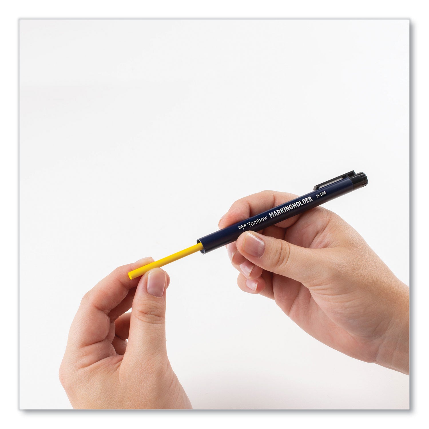 Tombow Wax-Based Marking Pencil, 4.4 mm, Yellow Wax, Navy Blue Barrel, 10/Box (51534)