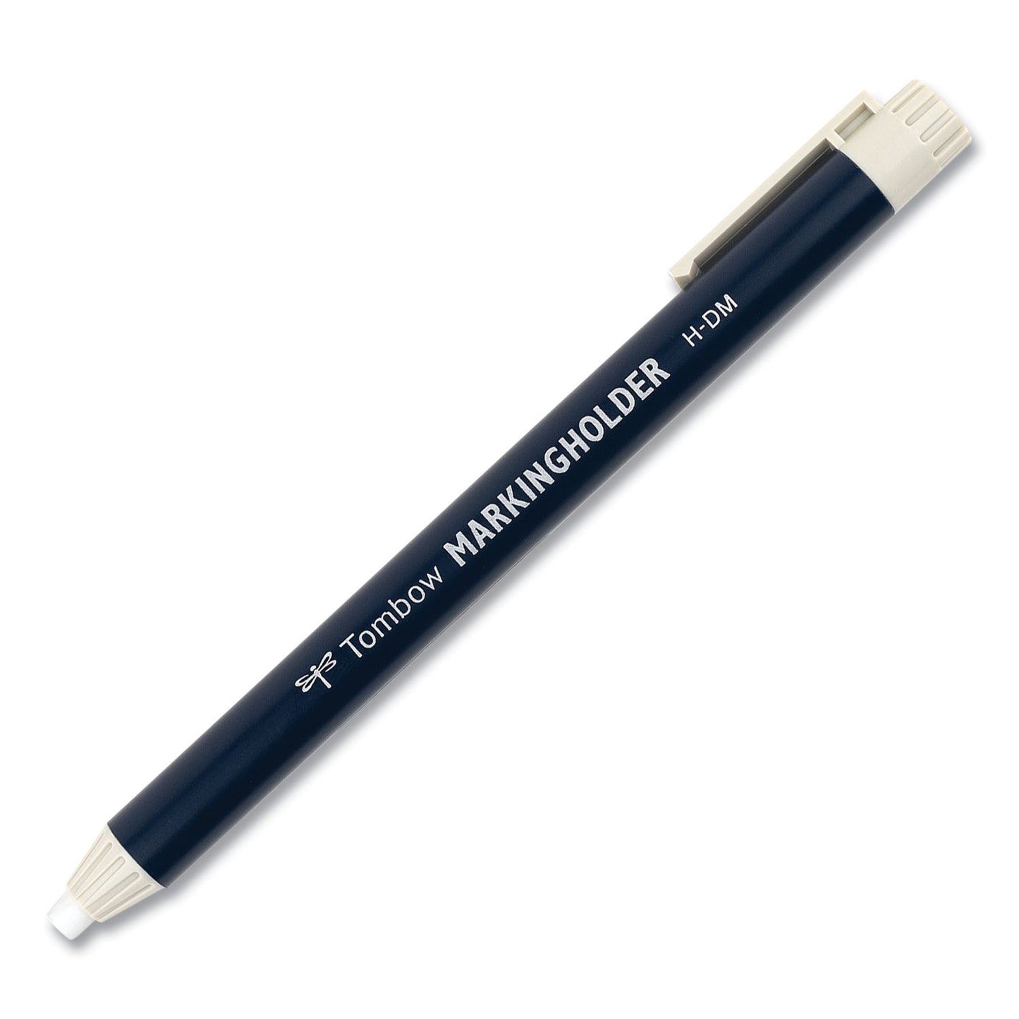 Tombow Wax-Based Marking Pencil, 4.4 mm, White Wax, Navy Blue Barrel, 10/Box (51535)