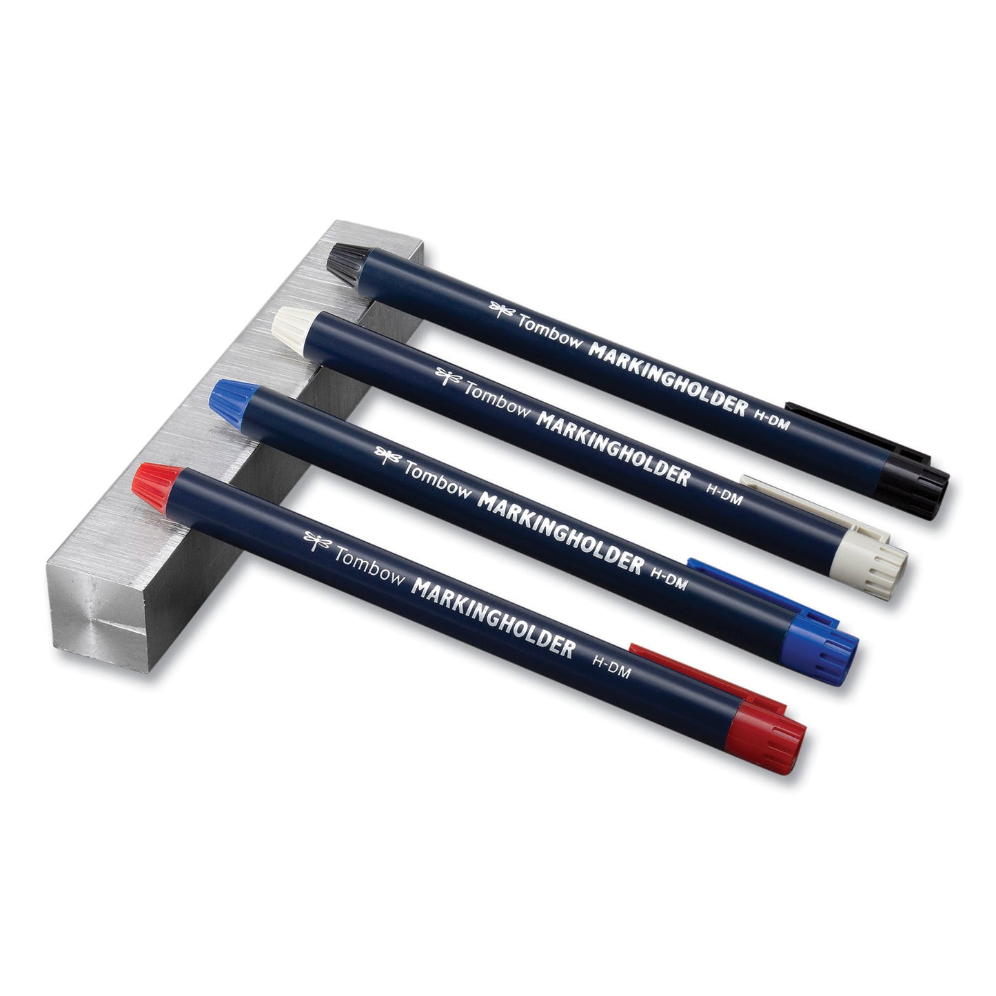 Tombow Wax-Based Marking Pencil, 4.4 mm, White Wax, Navy Blue Barrel, 10/Box (51535)