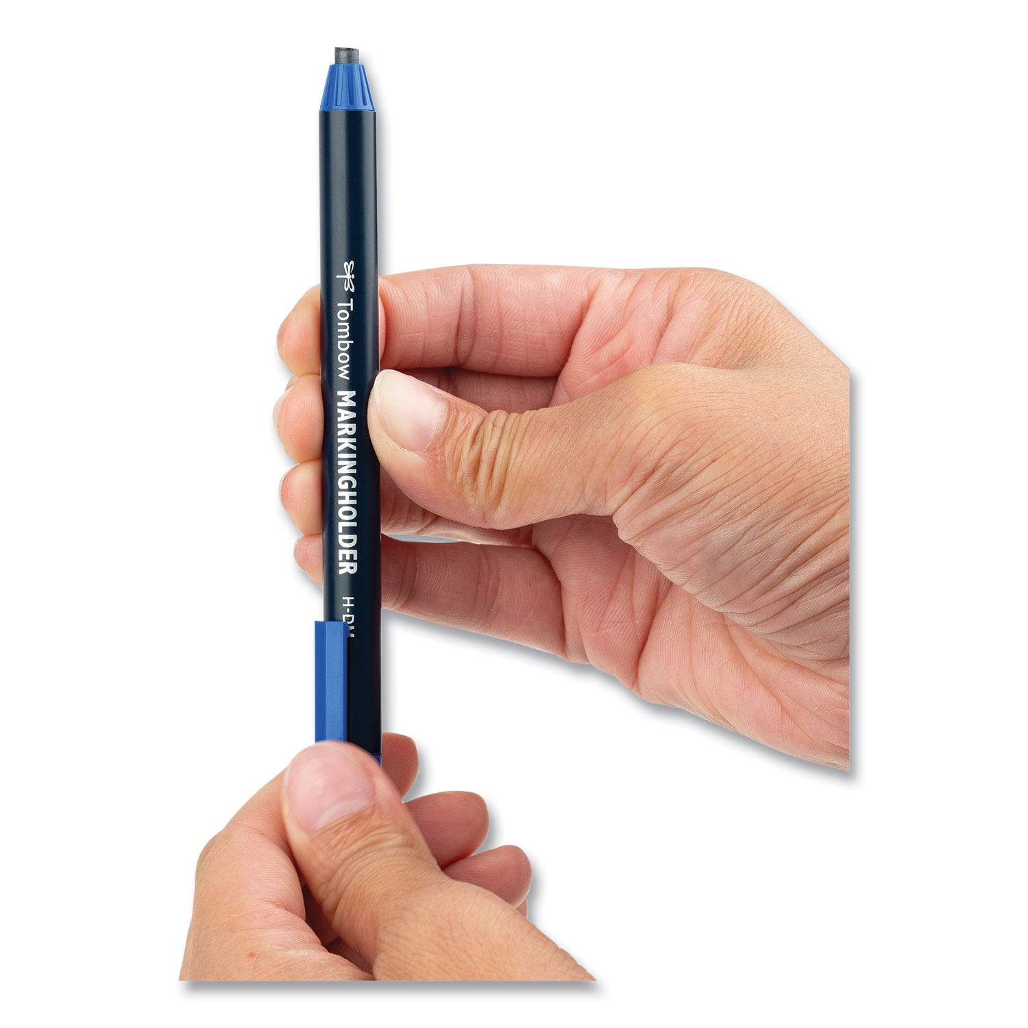 Tombow Wax-Based Marking Pencil, 4.4 mm, Blue Wax, Navy Blue Barrel, 10/Box (51536)