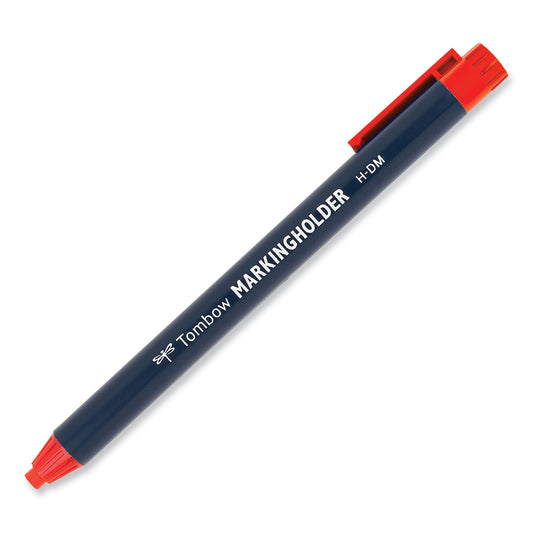 Tombow Wax-Based Marking Pencil, 4.4 mm, Red Wax, Navy Blue Barrel, 10/Box (51537)