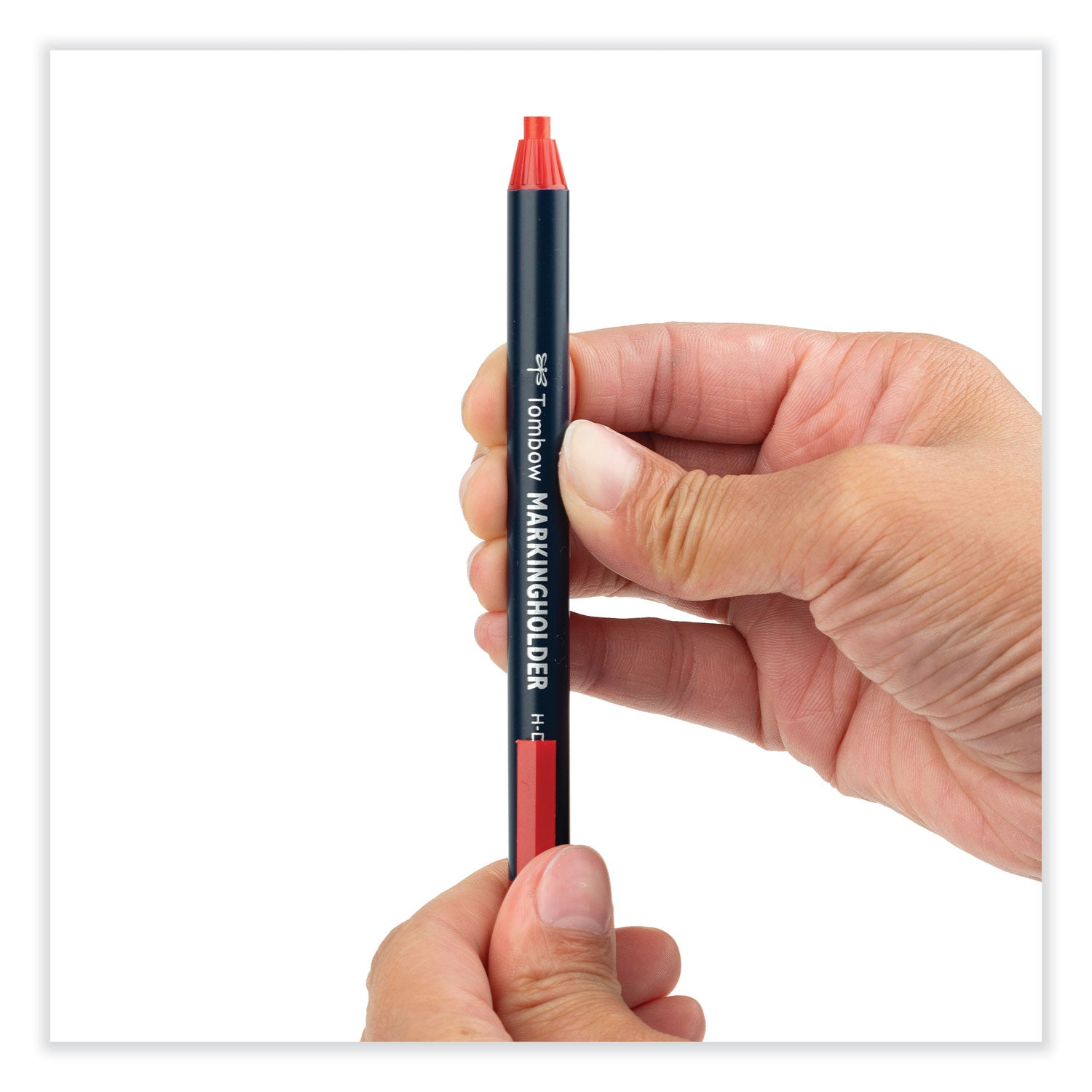 Tombow Wax-Based Marking Pencil, 4.4 mm, Red Wax, Navy Blue Barrel, 10/Box (51537)