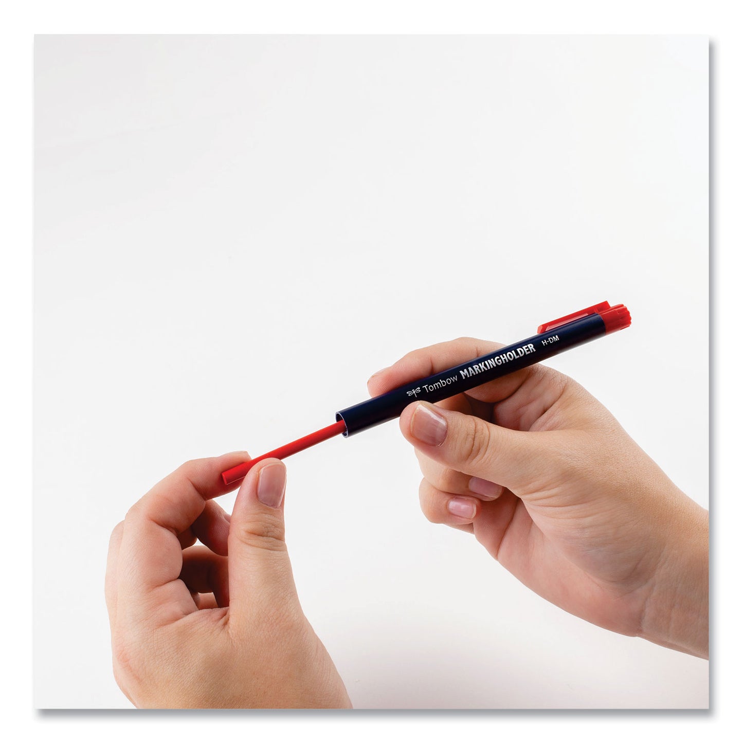 Tombow Wax-Based Marking Pencil, 4.4 mm, Red Wax, Navy Blue Barrel, 10/Box (51537)