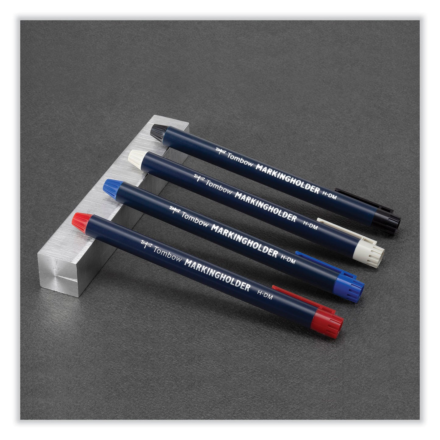 Tombow Wax-Based Marking Pencil, 4.4 mm, Red Wax, Navy Blue Barrel, 10/Box (51537)