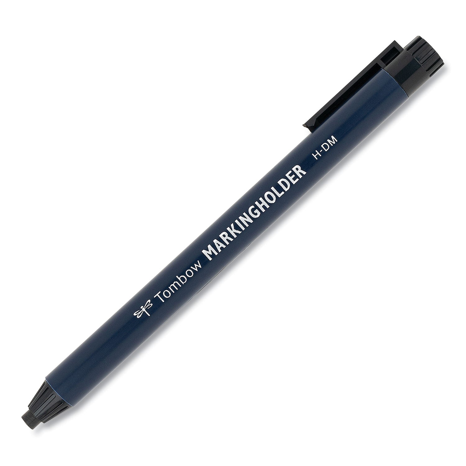 Tombow Wax-Based Marking Pencil, 4.4 mm, Black Wax, Navy Blue Barrel, 10/Box (51538)