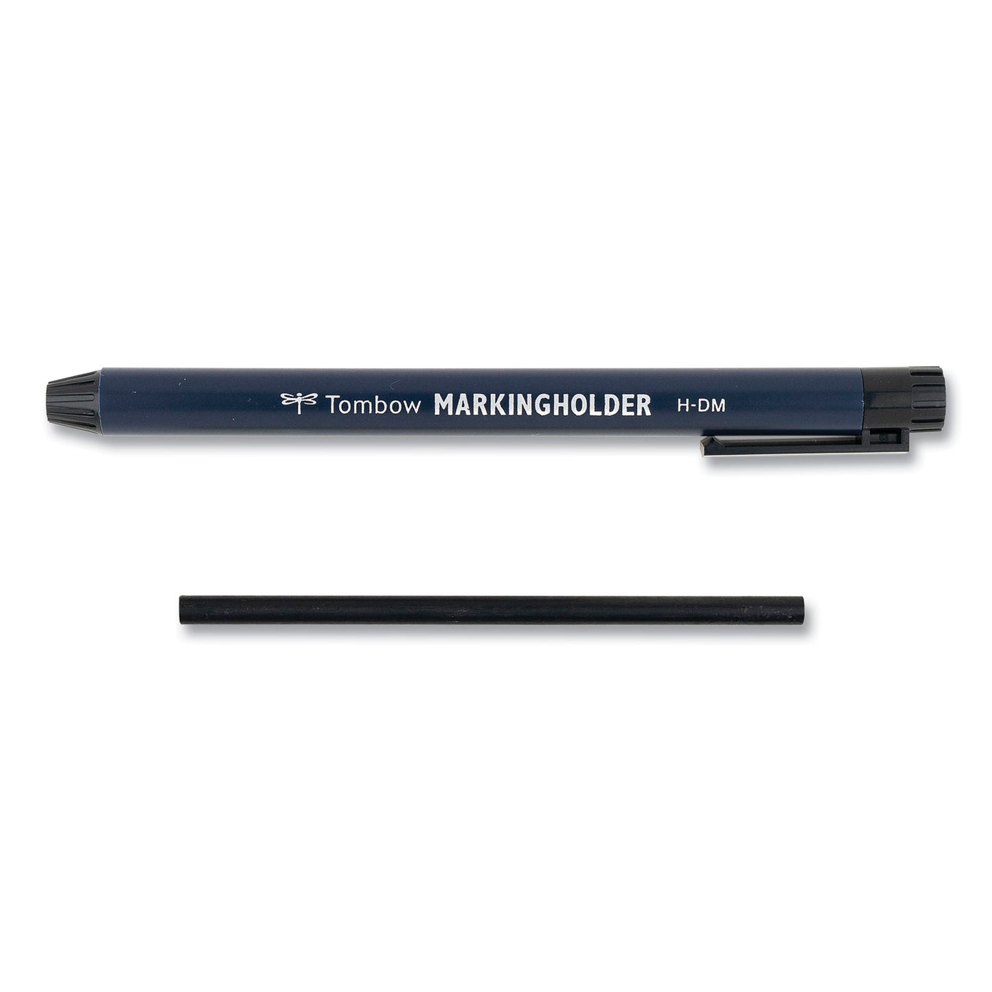 Tombow Wax-Based Marking Pencil, 4.4 mm, Black Wax, Navy Blue Barrel, 10/Box (51538)