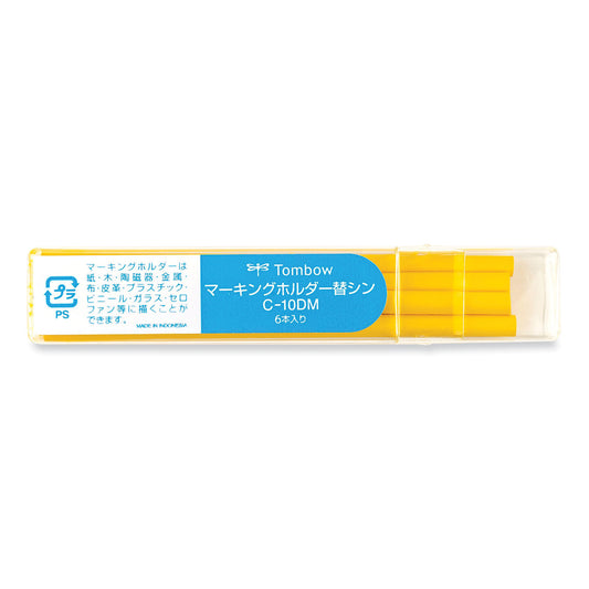 Tombow Mechanical Wax-Based Marking Pencil Refills. 4.4 mm, Yellow, 10/Box (51544)