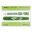 Tombow Mono Twin Bold Permanent Marker, Fine/Broad Tips, Red, 10/Box (56647)