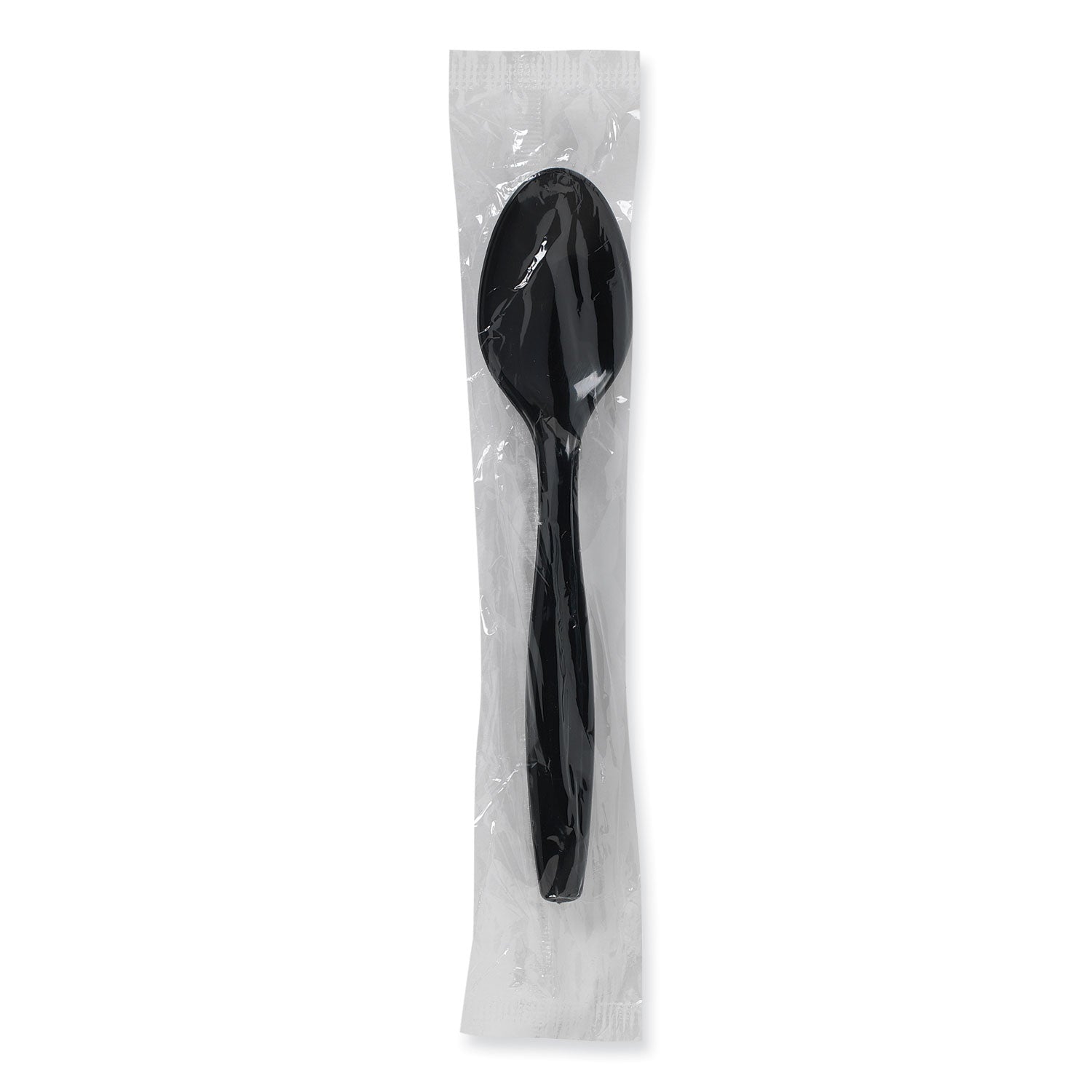 Dixie Individually Wrapped Heavyweight Teaspoons, Polypropylene, Black, 1,000/Carton (PTH53C)