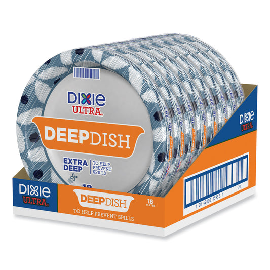 Dixie Ultra Deep Dish Paper Plate, 9.56" dia, Blue/Yellow, 18/Pack (15951)