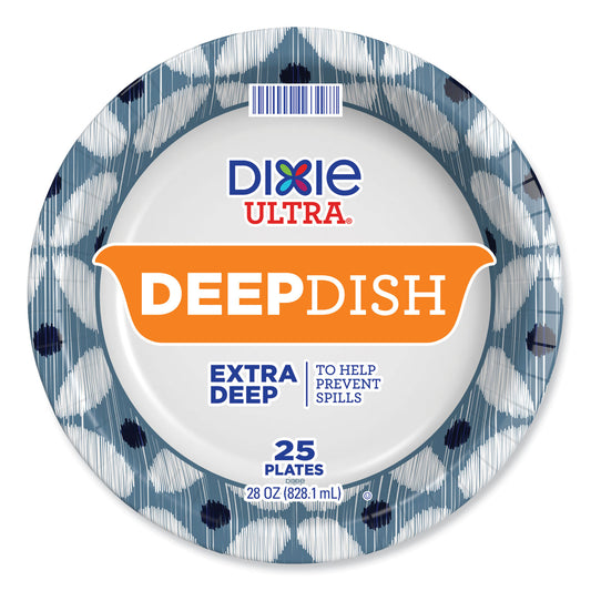 Dixie Ultra Deep Dish Paper Plate, 9.56" dia, Blue/Yellow, 18/Pack (15951)