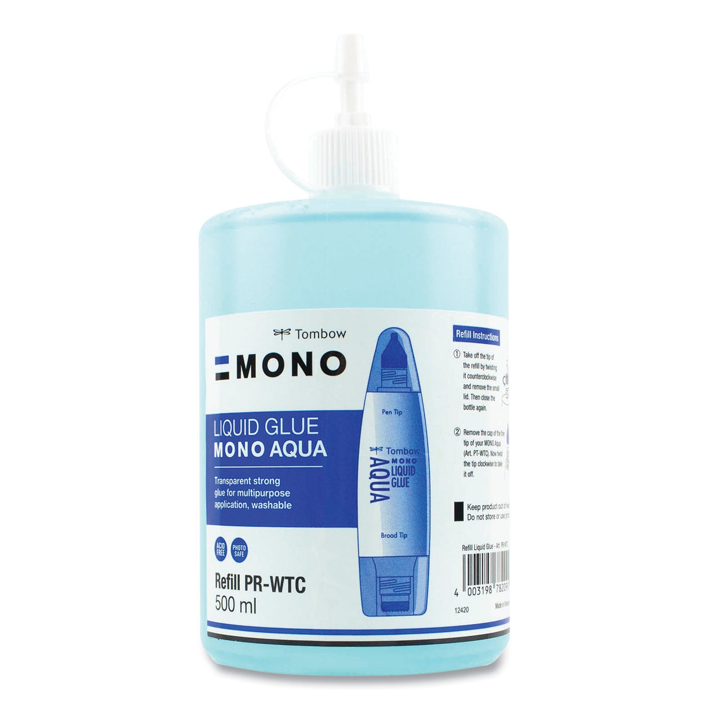 Tombow Aqua Liquid Glue Refill, 500 mL, Dries Clear (52181)