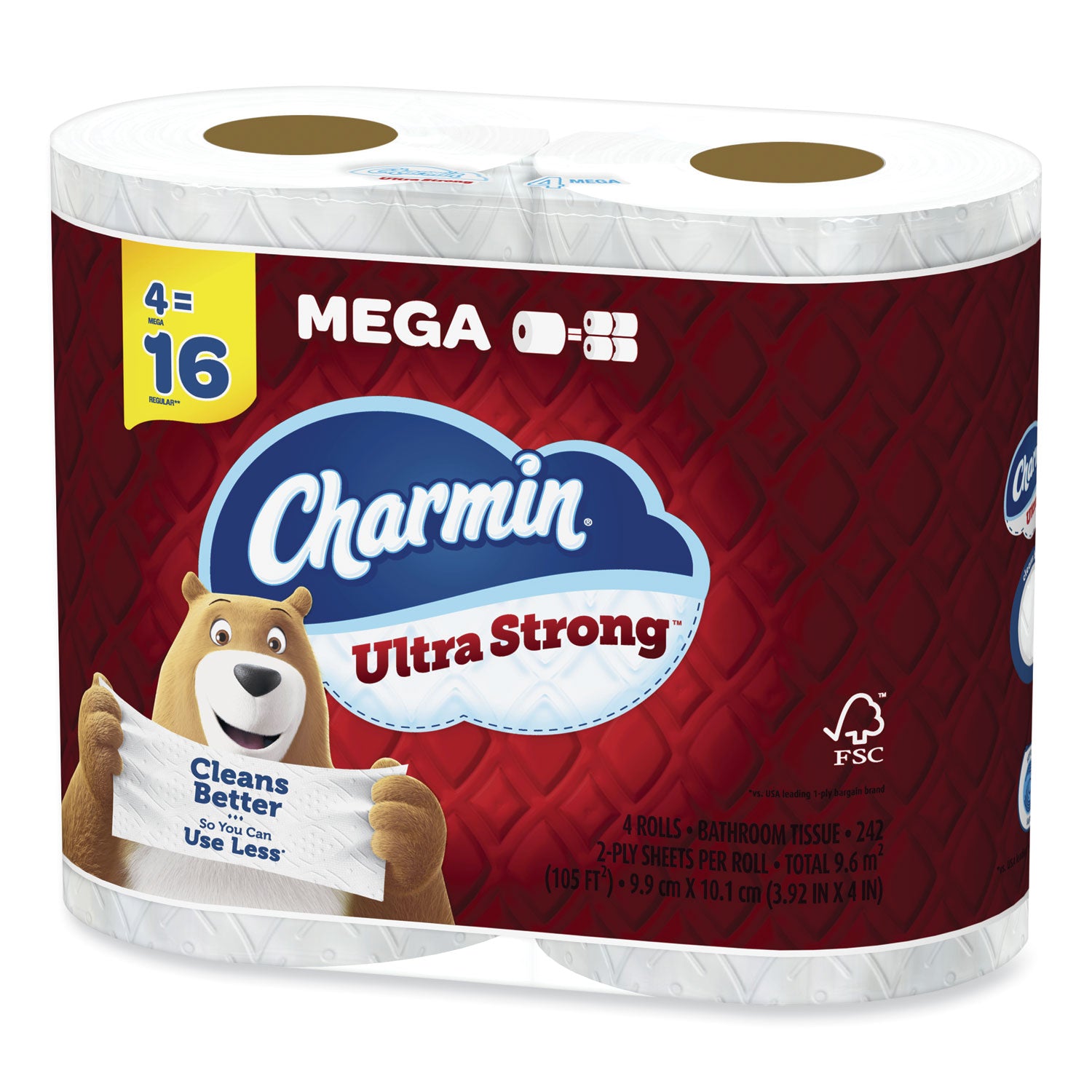 Charmin Ultra Strong Bathroom Tissue, Septic Safe, 2-Ply, White, 242 Sheet/Roll, 4/Pack, 8 Packs/Carton (08816)