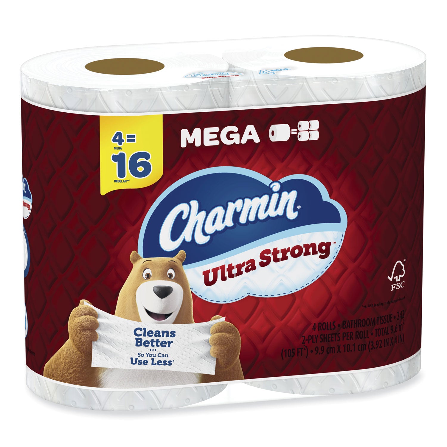 Charmin Ultra Strong Bathroom Tissue, Septic Safe, 2-Ply, White, 242 Sheet/Roll, 4/Pack, 8 Packs/Carton (08816)