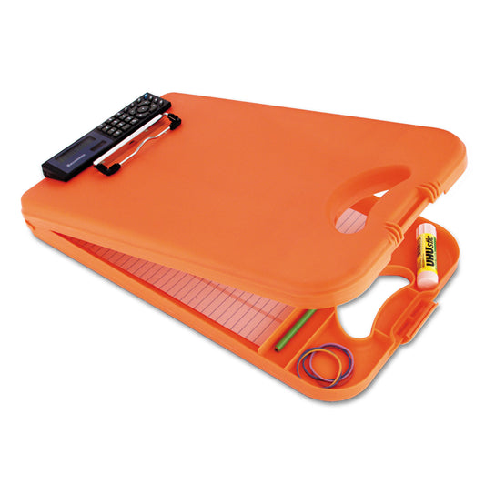 Saunders DeskMate II with Calculator, 0.5" Clip Capacity, Holds 8.5 x 11 Sheets, Hi-Vis Orange (00543)