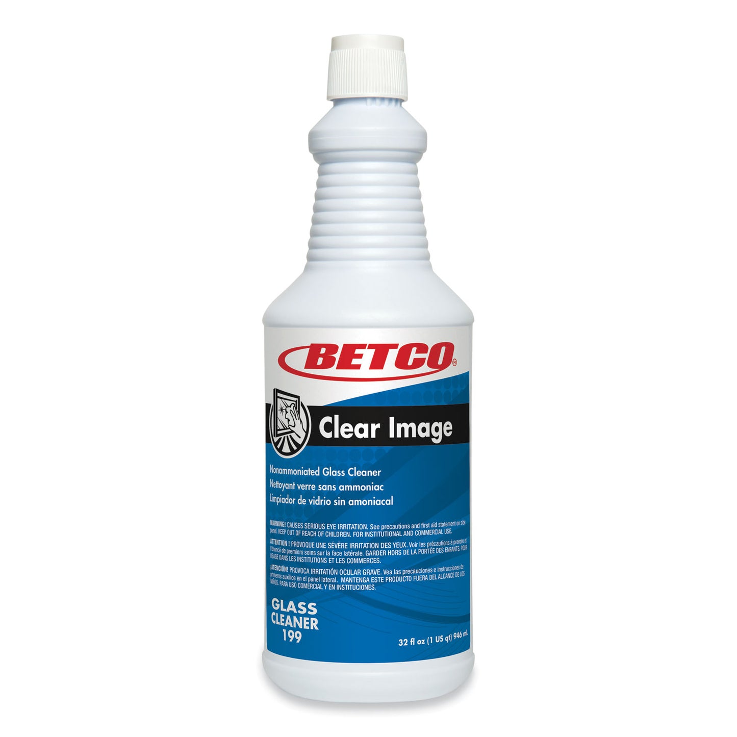 Betco Clear Image Glass and Surface Cleaner, Rain Fresh Scent, 32 oz Bottle, 6/Carton (1997000)