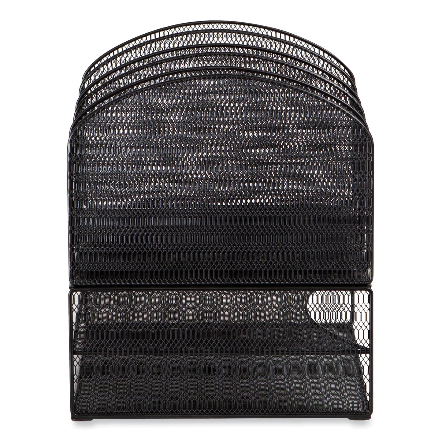 Safco Onyx Mesh Desk Organizer with Three Horizontal and Upright Sections, Letter Size Files, 19.62 x 11.32 x 8.5, Black (3213BLKD)