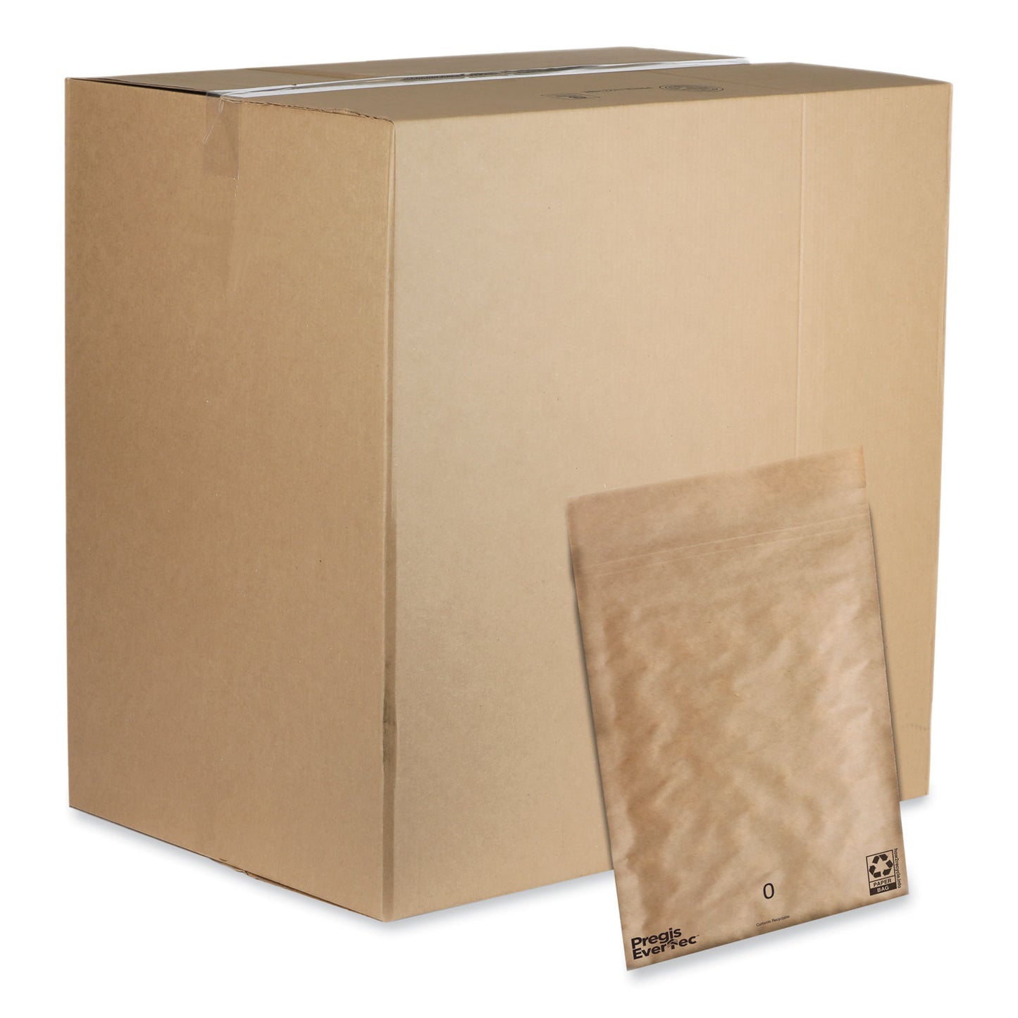 Pregis EverTec Curbside Recyclable Padded Mailer, #0, Kraft Paper, Self-Adhesive Closure, 7 x 9, Brown, 300/Carton (4083813)