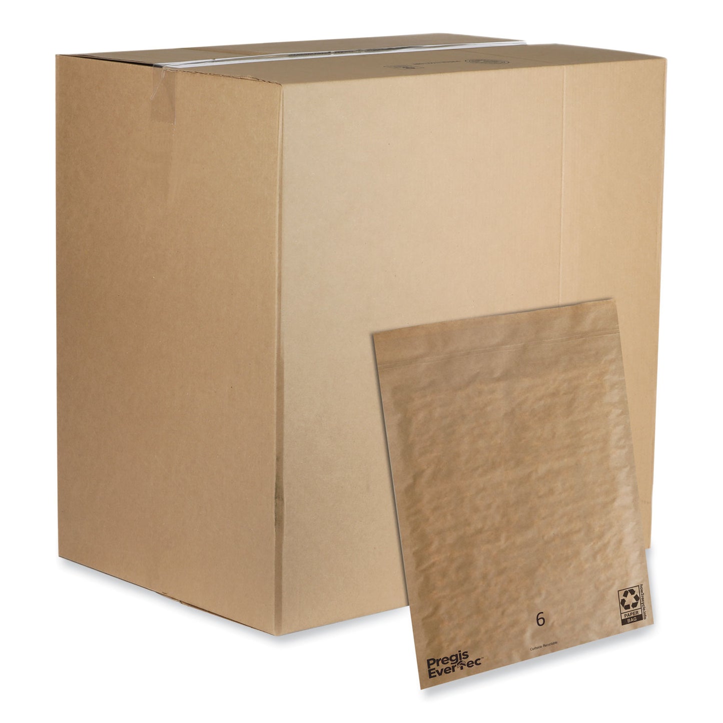 Pregis EverTec Curbside Recyclable Padded Mailer, #6, Kraft Paper, Self-Adhesive Closure, 14 x 18, Brown, 50/Carton (4083817)