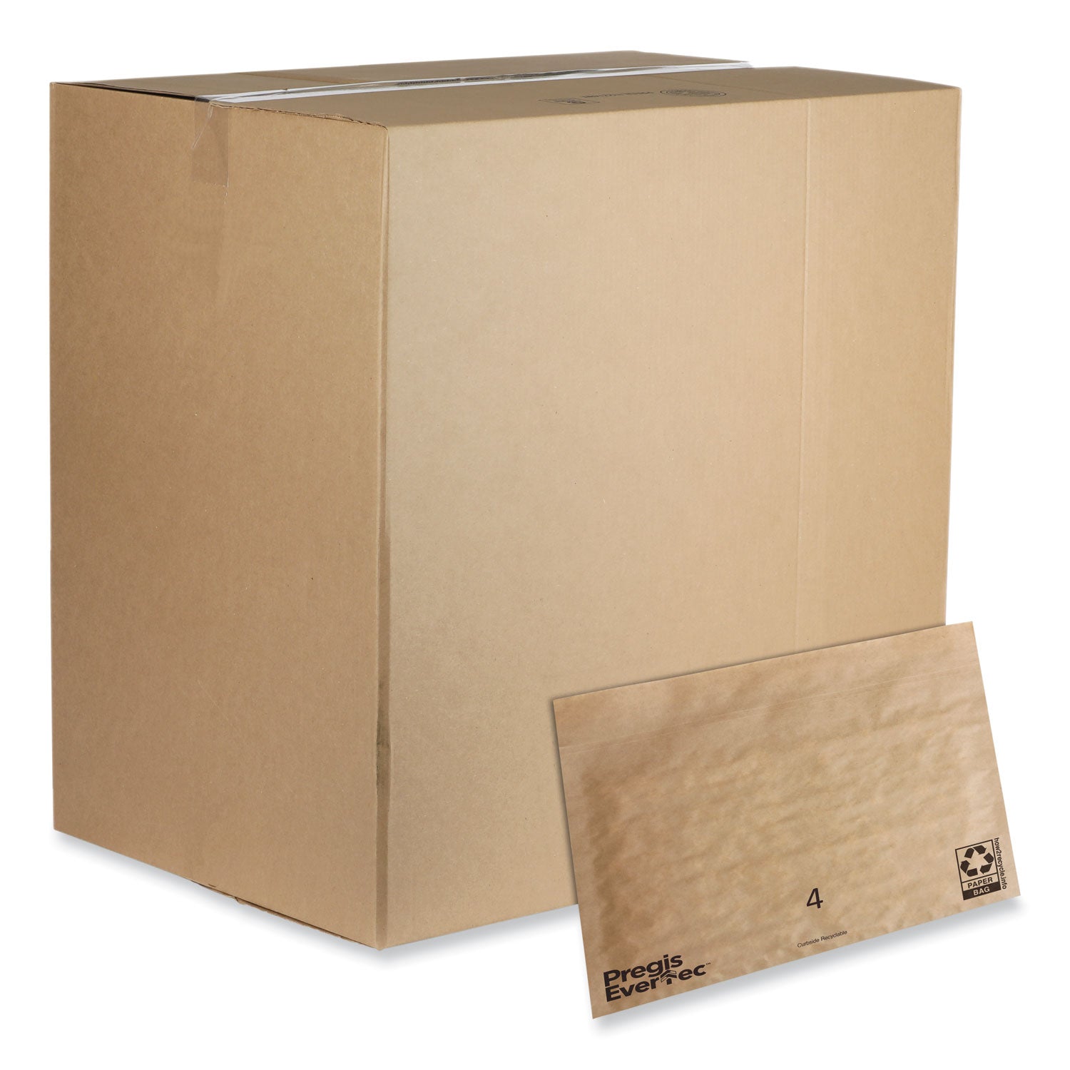 Pregis EverTec Curbside Recyclable Padded Mailer, #4, Kraft Paper, Self-Adhesive Closure, 14 x 9, Brown, 150/Carton (4083815)