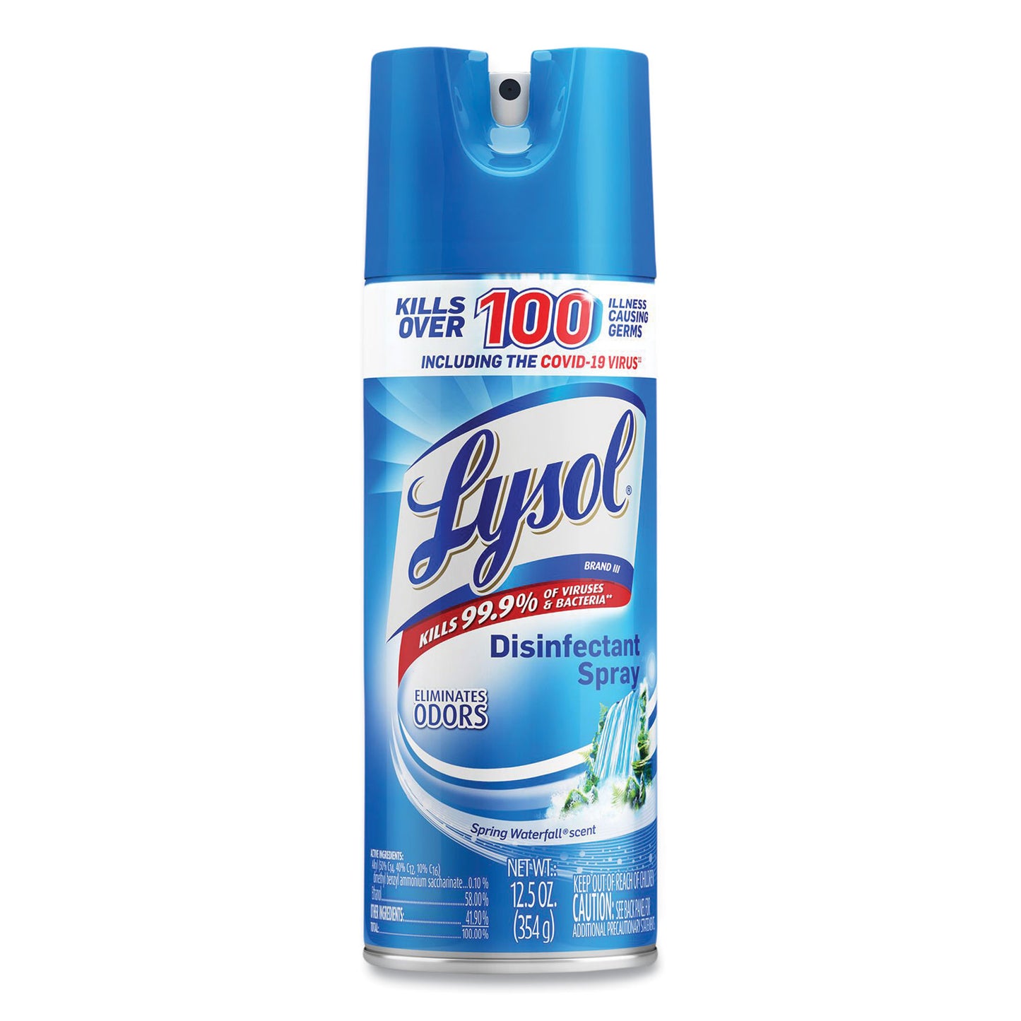 LYSOL Brand Disinfectant Spray, Spring Waterfall, Liquid, 12.5 oz Aerosol Spray, 12/Carton (02845)