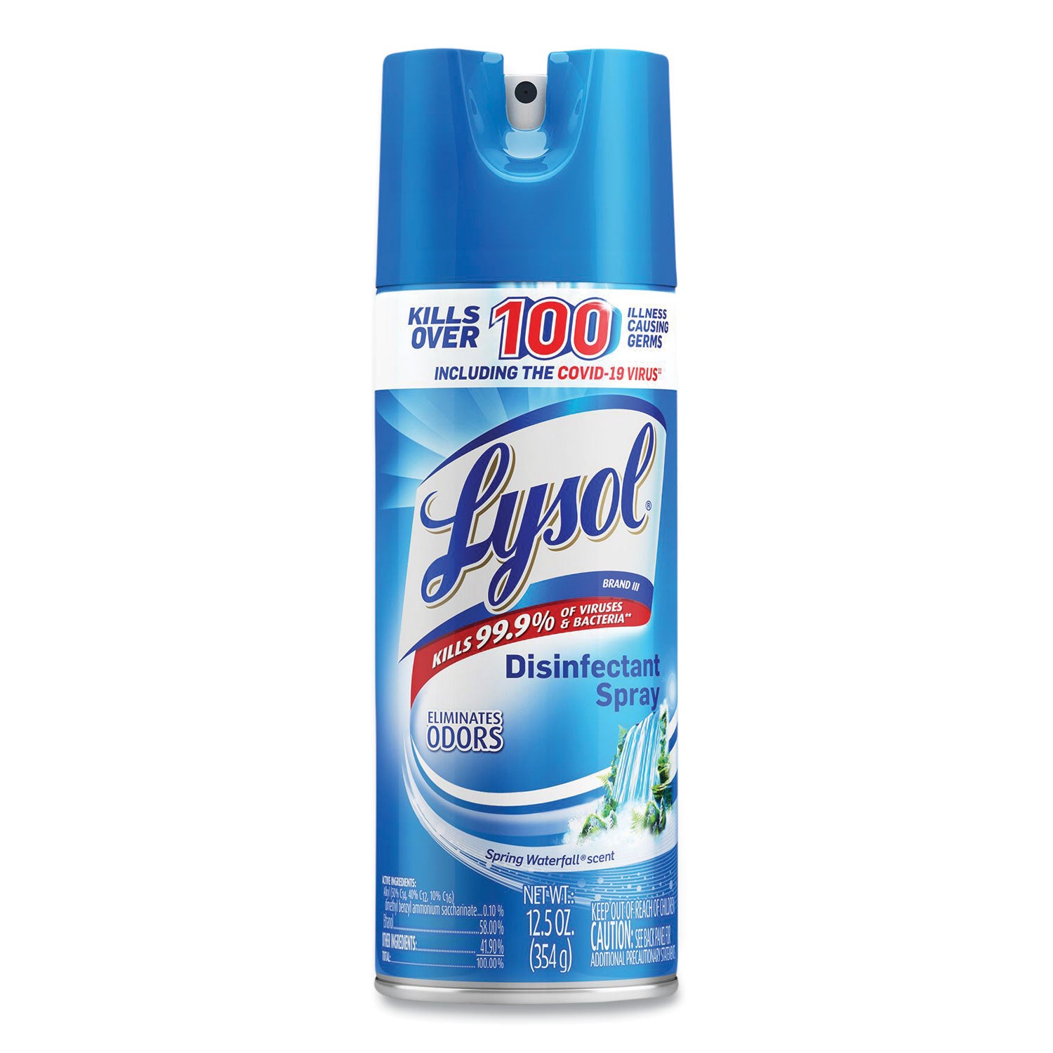 LYSOL Brand Disinfectant Spray, Spring Waterfall, Liquid, 12.5 oz Aerosol Spray, 12/Carton (02845)