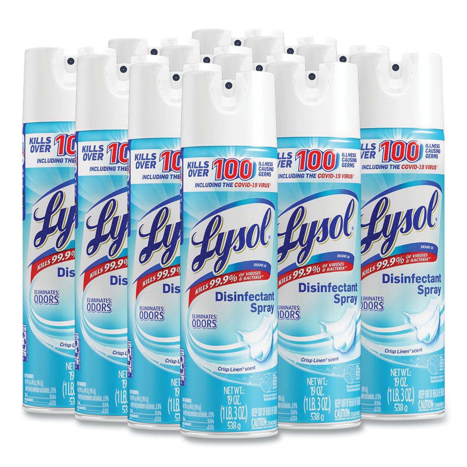 LYSOL Brand Disinfectant Spray, Crisp Linen Scent, 19 oz Aerosol Spray (79329)