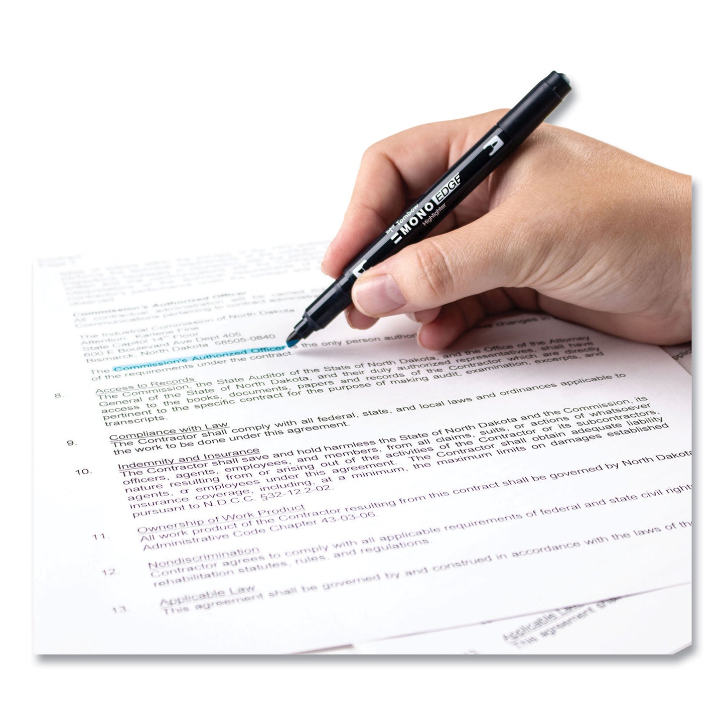 Tombow Highlighters, Skyblue Ink, Bullet/Chisel Tip, Skyblue Barrel, 10/Box (56413)